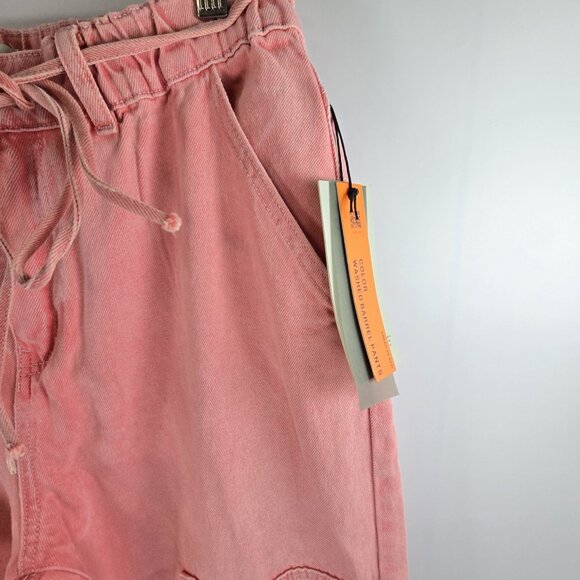 American Bazi Pink Barrel Pants L High-Rise Relaxed Fit Color-Washed NWT - Picture 3 of 11